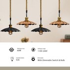 Hemp Rope Pendant Light Vintage Fixture Scalloped Metal Shade Ceiling Lamp