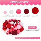 120 Pcs Fuzzy Pom Poms Balls Assorted Sizes For Diy Crafts Rose-red Series