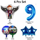 Roblox Balloon 6pcs Set With 9 Number Blue For Birthday Party Decoration