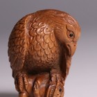 Japanese Wooden Bird   Monkey Netsuke 1 3inch Hand Carved Inro Ojime Figurine