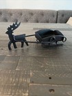 Christmas Black Metal Reindeer   Sleigh Candle Holder Made In India Bs3