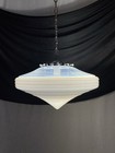 Large 19  Antique Vtg Art Deco Glass Pendant Light 1920s 1930 1940s Diner Atomic