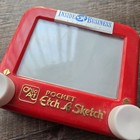 Vintage Red Pocket Etch A Sketch Mini Travel Size Ohio Art Working Toy