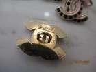 Chanel 8 Button  Clear Stones   Gold Tone   Pink   Metal Cc Logo 22mm     Lot 8