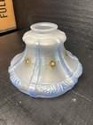 Vintage Frosted And Blue Art Deco Glass Light Shade Hand Painted Floral Design