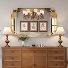 Large Gold Wall Mirror 30 x46  Scalloped Beveled Vanity Bathroom Farmhouse Decor
