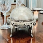Vintage English Silver Plate Roll Top Butter Dish Dome Server Victorian 4 625 
