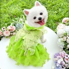 Pet Cat Dogs Princess Dress Green Butterfly Costume Skirt Small Dog Clothes