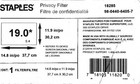 Staples 18285 Laptop 19 0w 19    Widescreen Privacy Screen Filter  Black  New