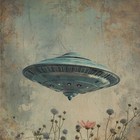 Retro Ufo Botanical Wall Art  Alien Sci-fi Flower Poster  Cryptid Floral Decor