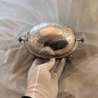 Silver Plate Roll Top Butter Dish Revolving Dome Engraved Pierced Liner