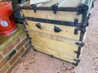 Old Antique Pine Chest  Vintage Wooden Storage Trunk  Blanket Box  Coffee Table 