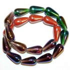 G1012 Assorted Mixed Color Luster Finish 21mm Teardrop Glass Beads 16  