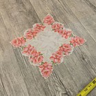 Vintage Floral Handkerchief  Pink Lily Print   Scalloped Edges Square Cotton