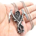 Mendel Stainless Steel Men s Death Skeleton Skull Grim Reaper Pendant Necklace