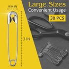30pcs Extra Large Safety Pins Heavy Duty - 3 Stainless Steel Safety Pins Clothe