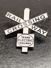 Texas Electric Railway Railroad Crossing Enamel Pin Train Collectible