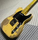 Relic Tele Electric Guitar Maple Fretboard Alder Body Cream Yellow Color