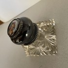 Antique Rare Star Cubed Cutbase Silver Victorian Lady Top  Hinged Silver Inkwell