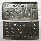 Vintage Used Texas Automobile truck 1973 License Plates Matching Pair Rmy 255