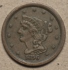 Quality 1856 Braided Hair Half Cent Extra Fine Xf   Condition Slightly Bent
