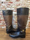Michael Kors Women s Leather Knee High Riding Boots Black brown Zip Buckle 7 5m