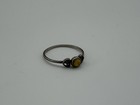 Unmarked Silver Ring Size 2 Yellow Stone Heart Details Dainty Pinky Child
