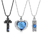 3pcs Urn Necklace For Ashes Heart Cross Cylinder Urn Cremation Jewelry For Ashes