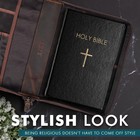 Genuine Leather Bible Cover With Zipper For Men Women - Large Cross Case