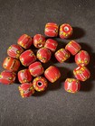 20 Chevron Glass Beads - Red Brown -10-14mm Handmade Fancy Rare  b1108 