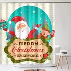 Merry Christmas Fabric Bathroom Shower Curtain Waterproof Decoration With-hooks