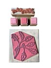 Lot Of 5 Stamps Wood Mounted Rubber Stamp Christmas  Holiday Holly Tree Theme