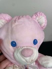 Vintage Fisher Price Puffalump 9   baby Pink 1994 Teddy Bear W   Rattle   Bib Read