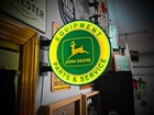John Deere Service 35 Cm  13 8   2-sided Led Light Box Sign     Garage Decor