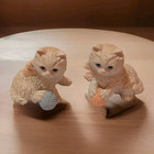 Vtg Homco White Persian Ceramic Bisque Cat Kitten Figurines
