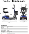 24v Folding 4 Wheel Electric Mobility Blue Scooter Soft Seat For Seniors Walking