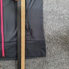Adidas Hoodie Girls Size L Black Full Zip Athletic Pink Trim Stretch Lightweight