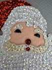 Vintage Hand Sewn Sequined Santa Claus Felt Christmas Applique Ornament 6 5 X 6