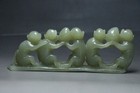 China Antique Qing Dynasty Hetian Jade Carved Monkey Peach Pen Holder Figurines
