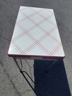 Vintage Porcelain Enamel Red And White Table With Retractable Wings