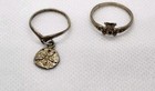 Set Of 2 Sterling Silver Vtg Child Rings Sand Dollar Charm   Teddy Bear  Size 4