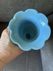 Antique Bristol Vase Blue Glass Hand Painted Flowers Hand Blown Read