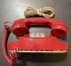Vtg Red Princess Phone Touch Tone Tested Original Curly Cord