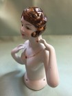    Porcelain 1920   s Style Pin Cushion Half Doll W  necklace  Large 5    Tall 