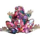 Sparkling Clear Pink Multicolor Pebbles One Of A Kind Handmade Resin Frog 4 By 5