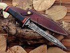 Huntex Handmade Damascus Blade Buffalo Horn Handle 330mm Long Exotic Dirk Dagger