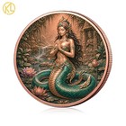 1pc 5oz Southeast Asia Mythology N  ga Snake Goddess Copper Medal Collectible
