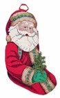 18 5    Santa Needlepoint Christmas Stocking Wall Hanging