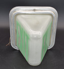 Vintage Double Sided Wall Mounted Glass Wedge Exit Sign Light   Works