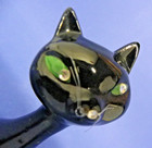 Vintage Black Cat Figurine Statue Rhinestone Eyes Relco Creations Japan 8  Tall